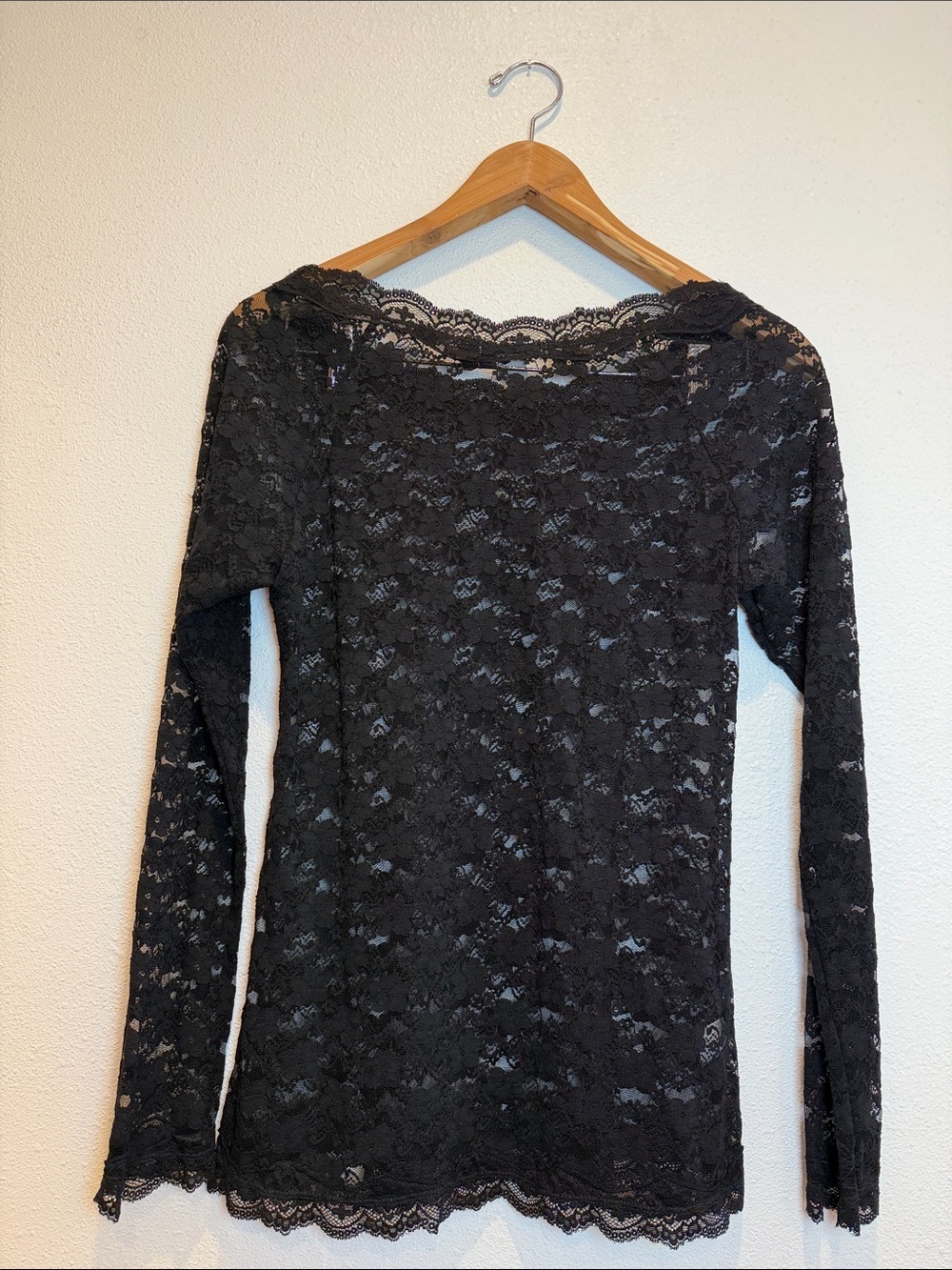 Black Lace Long Sleeve Top Bar III New With Tags Large - Picture 4 of 4